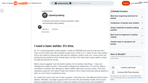Reddit - Entry-Level Laser Welder for Jewelry Making