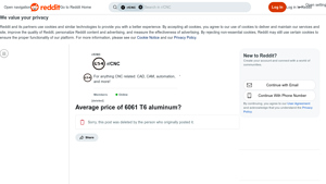 Reddit - 6061 T6 Aluminum Pricing