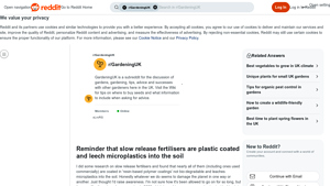 Reddit - Slow Release Fertiliser Concerns