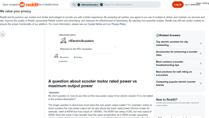 Reddit - Electric Scooter Power Ratings