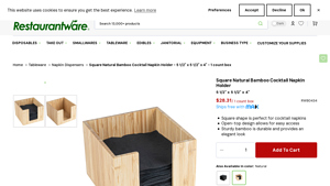 Restaurantware - Square Natural Bamboo Cocktail Napkin Holder