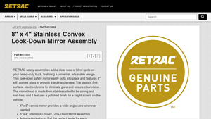 Retrac - Stainless Convex Look-Down Mirror Assembly
