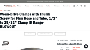 Rock West Composites - Worm-Drive Clamps with Thumb Screw