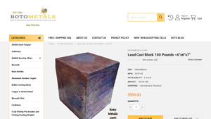 RotoMetals - Lead Cast Block 100 Pounds