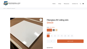 RV Roof and Wall - Fiberglass Siding Skin