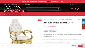 Salonequipmentcenter - Antique White Barber Chair