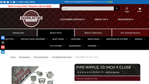 Sandblasting Machines - Pipe Nipple 1/2 Inch