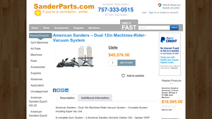 American Sanders - Dual 12in Machines with Vacuum System