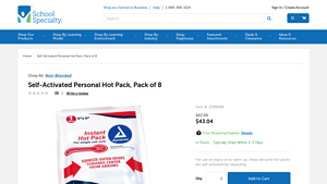 School Specialty - Self-Activated Personal Hot Pack
