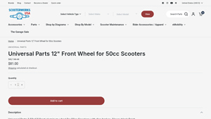 ScooterWorks - Universal 12 Front Wheel for 50cc Scooters