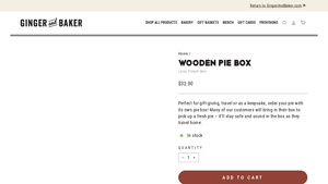 Ginger and Baker - Wooden Pie Box