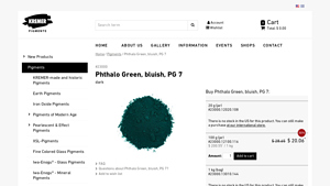 Kremer Pigments - Phthalo Green, Bluish, PG 7