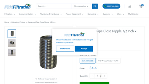 PRM Filtration - Galvanized Pipe Close Nipple 1/2 Inch