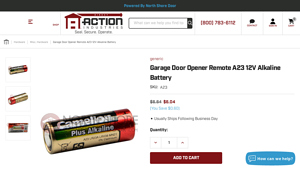 Garage Door Opener Remote - A23 12V Alkaline Battery