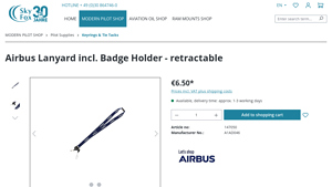 Airbus - Blue Lanyard with Unwinder