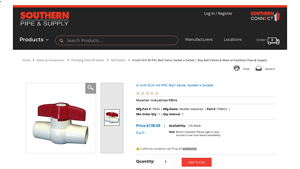 Southern Pipe - 4 Inch PVC Slip x Slip Fitting