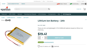 SparkFun - Slim Lithium Ion Batteries