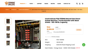Inoksan - Used PDG 500NM Natural Gas Doner Kebab Machine