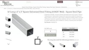 Square Fittings - 12' Galvanized Steel Square Fitting