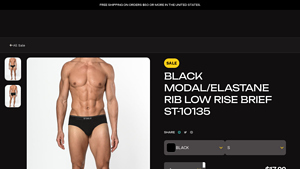 St33le - Black Modal/Elastane Rib Low Rise Brief