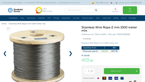 Staalkabelstunter - Stainless Wire Rope 2 mm 1000 meter