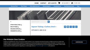 Steel Supply - ST3.00 X .180 X 12 Square Tubing