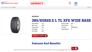 STM Tires - 385/65R22.5 L TL XFE Wide Base