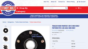 Sturdy Built - Trailer Hub 5 on 5 Inch Bolt Pattern