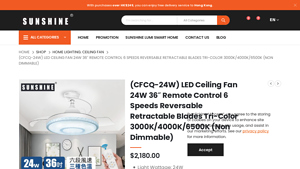 Sunshine Lights - CFCQ 24W LED Ceiling Fan