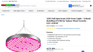 Super Bright LEDs - 32W Full-Spectrum LED Grow Light