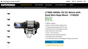 Superwinch - LT3000 3000lb 12V DC Winch