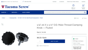 Tacoma Screw Products - 1/4-20 x 1-1/2 O.D. Male Thread Clamping Knob