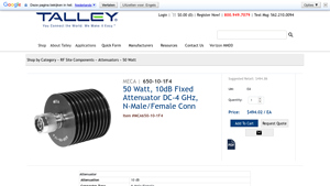 Talley - 650-10-1F4 Attenuator