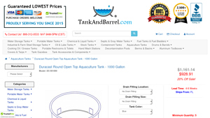 Duracast - 1000 Gallon Round Open Top Aquaculture Tank