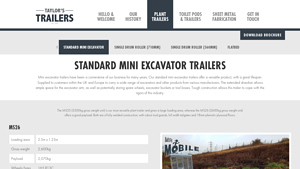 Taylor's Trailers - Standard Mini Excavator Trailers