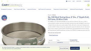 The Cary Company - No. 100 Mesh Testing Sieve