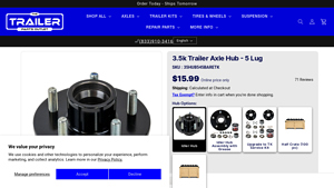 Trailer Parts Outlet - 3.5k Trailer Axle Hub - 5 Lug