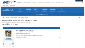 The Truckers Report - Low Pro 22.5 Tire Pressure Guide