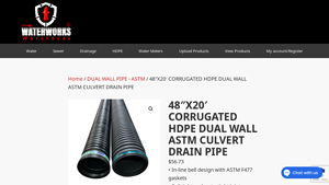 Water Works - 48 Dual Wall HDPE Culvert Drain Pipe