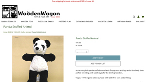 The Wooden Wagon - Panda Stuffed Animal