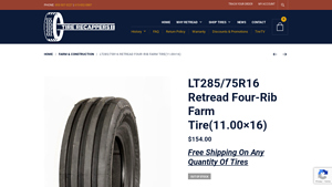 Tire Recappers - LT285/75R16 Retread Four-Rib Farm Tire