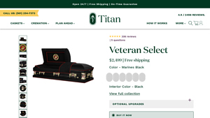 Titan Casket - Marines Black Steel Funeral Coffin