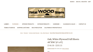 Total Wood Store - Oak White Plywood Full Sheets