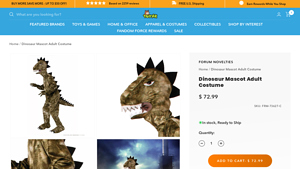 Toynk - Dinosaur Mascot Adult Costume