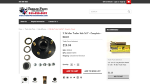 Trailer Parts Unlimited - 3.5k Idler Trailer Hub 5x5