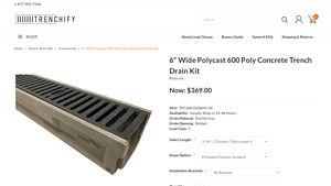 Trenchify - 6 Wide Polycast 600 Poly Concrete Trench Drain Kit