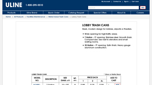 Uline - Lobby Trash Cans