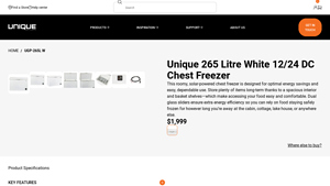 Unique - 265 Litre White 12/24 DC Chest Freezer