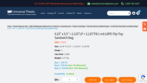 Universal Plastic - Low Density Flip Top Sandwich Bag