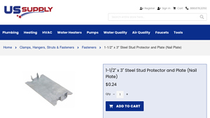 Greenfield - 1-1/2 x 3 Steel Stud Protector and Plate
